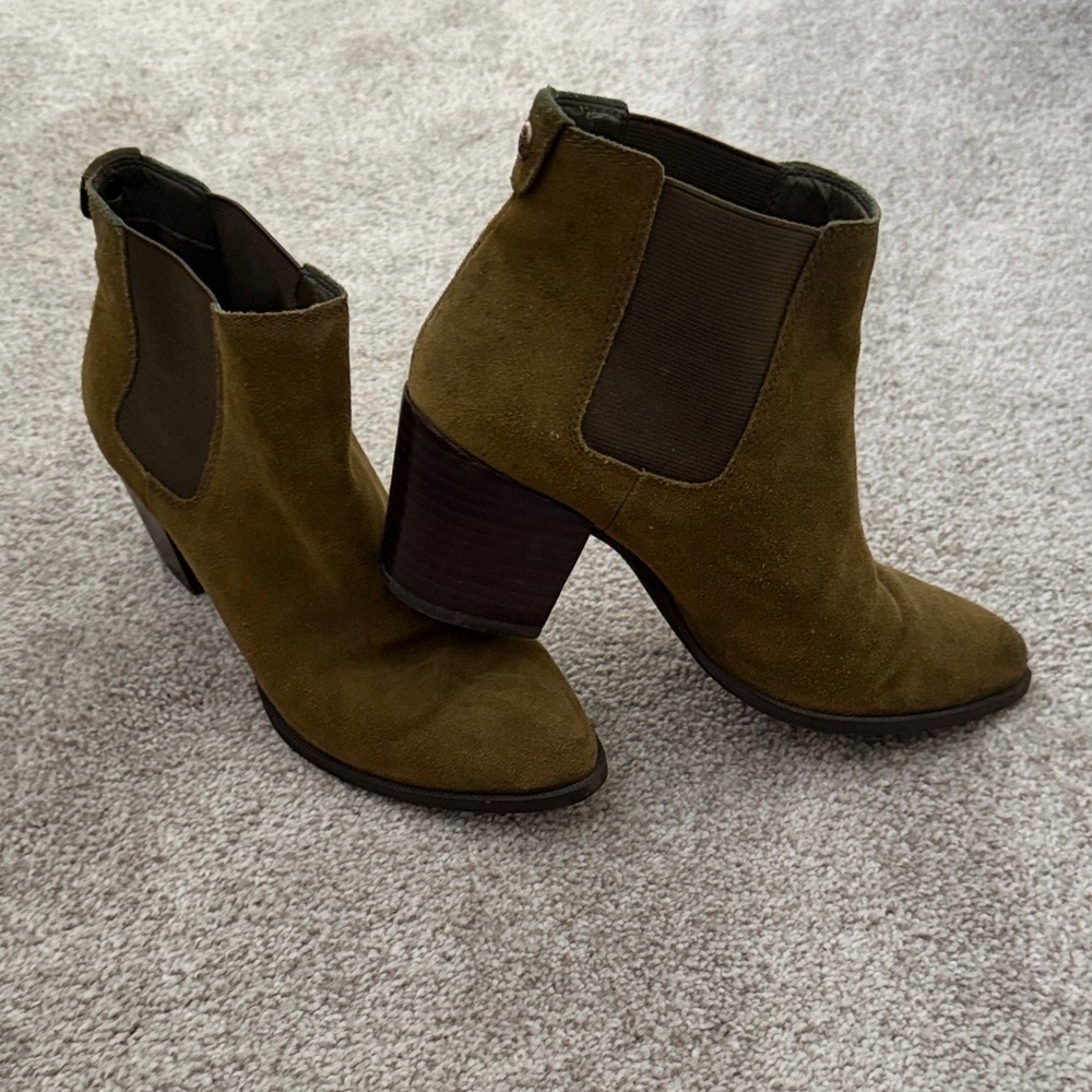 Nine West Women's Suede Ankle Boots - Olive Green